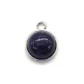 Round Blue Sandstone Pendant Silver Bezel DIY Necklace Jewelry Accessory Component - 12x15mm / Blue Sandstone