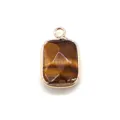 Natuursteen rechthoekige hanger met vergulde rand, perfect voor DIY sieraden maken. - 13x21mm / Tijgeroog