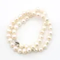 Elegante natürliche Süßwasserperlen Halskette, fast runde weiße Perlen Kette Damen Schmuck. - 015 Gewinderunde Süßwasserperle (Karabinerverschluss) / 8-9mm/41cm