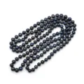 Natürliche Süßwasserperlen Halskette schwarze Perlen doppelreihige Pulloverkette Schmuck - 023 Schwarze Fast Runde Perle / 8-9mm/132cm