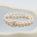 Natürliche Süßwasserperle doppelreihige Halskette, elegante Reiskorn Perlenkette Schmuck. - 025 Weiß Gewindereisperle (Karabinerverschluss) / 8-9mm/42cm