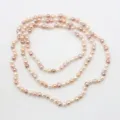 Natürliche Süßwasserperlen Halskette mehrschichtig bunte Perlen Schmuck Accessoire - 027 Fast Runde Perle / 7-8mm/120cm