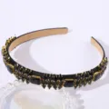 Diadema cristales negros lujo retro estilo barroco oro adornado accesorio cabello detalle - Estilo 2 / Negro
