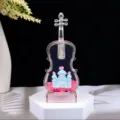 Vloeibaar acryl viool ornament met kasteel binnenin, perfect voor bureaudecoratie en leuke cadeaus. - Viool lichtgevend zandkasteel type D