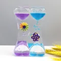 Dubbel hart vloeibare beweging bubbler speelgoed kleurrijke olie zandloper bureau decoratie - Nieuwe windmolen blauw en paars