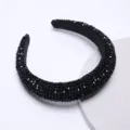 Stunning black baroque crystal rhinestone padded headband fashion wide hair hoop for women - Black