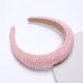 Pink crystal rhinestone padded headband baroque sparkle wide hair hoop for women and girls - Pink