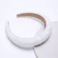 White crystal beaded headband luxury baroque wide hair hoop sparkly rhinestone hair accessory - White