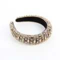 Baroque wide rhinestone headband sparkling crystal hair hoop luxury fashion accessories - Gold