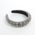 Rhinestone Headband, Wide Padded Crystal Hair Hoop, Baroque Sparkly Hair Accessory Silver - Silver