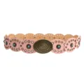 Bohemian women round leather belt with vintage turquoise buckle stylish dress accessory - Antique Bronze Skin Pink