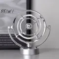 Zilveren hemels perpetuum mobile bureauspeelgoed, creatief galaxy metalen ornament. - Rond Hemelsmodel / Met Kabel en Batterij / Zilver