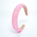 Pink glitter headband with sparkling star sequins for women and girls, cute sweet hair accessory. - Pink
