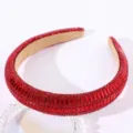 Red crystal padded headband for women, sparkling rhinestone high crown hair hoop fashion accessory. - Red