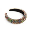 Baroque wide rhinestone headband, colorful crystal padded hair hoop for women and girls. - Rainbow