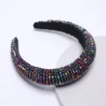 Baroque wide rhinestone padded headband colorful crystal hair hoop fashion hair accessories for women - Multicolor Blue