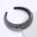 Baroque Crystal Padded Headband Sparkly Rhinestone Wide Hair Hoop for Women Fashion Accessories - Gray