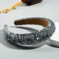 Baroque wide crystal rhinestone headband sponge padded sparkly hair hoop fashion hair accessories - Silver