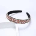 Sparkling rhinestone jeweled headband, baroque style double-row crystal hair hoop for women. - Champagne