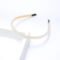Elegant pearl headband with gold metal base, minimalist design for daily wear and party styling. - White