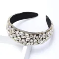 Luxury crystal embellished wide headband sparkling rhinestone hair hoop for women fashion accessories - White