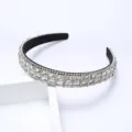Sparkling double-row rhinestone headband stylish crystal hair hoop for women party accessories - White