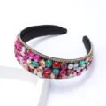 Crystal rhinestone wide headband for women sparkly fashion luxury hair accessory chic - Rainbow