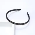 Black crystal beaded headband for women, elegant rhinestone hair hoop for daily wear and washing. - Black