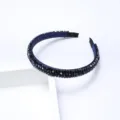 Serre-tête en cristal bleu foncé cerceau de cheveux étroit minimaliste accessoire scintillant - Bleu Foncé