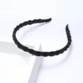 Serre-tête Noir Perlé Tressé Bandeau Cheveux Cristal Accessoire Coiffure Femme - Noir