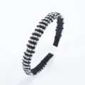 Elegant black and white beaded headband with pearls, stylish hair accessory for daily wear. - Black+White