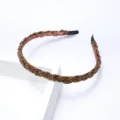 Serre-tête tressé de perles bronze artisanal élégante variante de bandeau cheveux cristal. - Marron