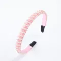 Pink beaded headband with pearls for women, sweet hair hoop for daily fashion styling. - Pink + White
