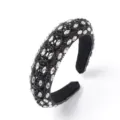 Luxus schwarzer Strass dicker Haarreif glänzender Schwamm Haarschmuck für Damen Mode Accessoires - Schwarz