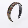 Exquisite Baroque rhinestone headband, sparkling colorful crystals on black base hair accessory. - Colorful