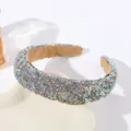 Glitzernder Strass Haarreif für Damen, breiter silberner holografischer Haarreif Alltag. - Silber