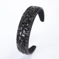 Schwarzes Barock Strass Haarband Luxus Kristall breiter Haarreif elegante Party Haarschmuck - Schwarz