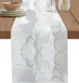 Moderner abstrakter Tischläufer Detail, graues goldenes Design für Esszimmertisch. - 07