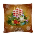 Christmas cushion cover with candle and pine design, festive decorative throw pillow case. - 7