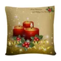 Christmas throw pillow cover with red candles and festive holiday design for home sofa decoration - 6