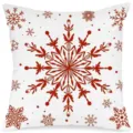 Funda de cojín navideña copo de nieve rojo funda decorativa para sofá hogar - 40*40cm / 1-1