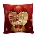 Christmas decorative throw pillow cover featuring a gold snow globe and festive town design. - 8