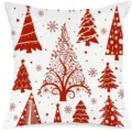 Navidad funda de cojín árbol rojo copo de nieve lino sofá decoración 45x45 - 40*40cm / 1-2