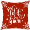 Funda de cojin de Navidad roja con copos de nieve blancos y texto decorativo - 40*40cm / 1-4