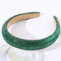 Dark green rhinestone padded headband, sparkling crystal luxury hair hoop for women chic. - Dark Green