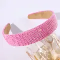 Serre-tête rose scintillant en strass pour femmes, accessoire de mode élégant et tendance - Rose