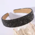 Serre-tête scintillant en strass, large bandeau élégant pour femme, accessoire de mode chic. - Gris Foncé Tout Strass