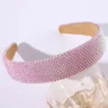 Détail de serre-tête strass rose scintillant, large bandeau cristal, accessoire de mode chic - Rose Clair
