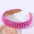 Serre-tête rembourré en strass rose scintillant pour femmes, bandeau à cristaux élégant - Style Strass à Bord Large / Rose