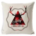 Housse de coussin de Noël à carreaux buffle avec bois de cerf et typo festive. - Style 15